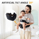 Ergonomic Baby Hip Carrier-Baby Waist Stool with Adjustable Strap and Chest Harness Huge Storage Enhanced Lumbar, Carrier for Newborn to Toddler Black by TinyTreasures Baby Boutique
