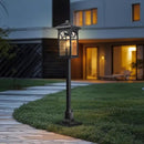 31" Solar Pathway Lights Outdoor, Black Aluminum Bollard Lighting with Remote Control - Dusk to Dawn LED Post Light, IP44 Waterproof for Lawn, Patio, Driveway & Backyard Decor (Bulb Included) by GreenHaven Gardens