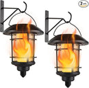 Dynaming Solar Flame Wall Lanterns, Outdoor Solar Wall Hanging Lights, Flickering Flame LED Lights Auto On/Off Wall Mounted Sconce Lights with Hooks, Waterproof for Garage Stair Patio Porch, 2 Pack by CozyNest Decor