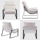 DUOMAY Modern White Sherpa Accent Chair, Comfy Lounge Lazy Chair with Metal Leg, Mid-Century Corner Arm Chair for Living Room Bedroom Office Apartment by CozyNest Decor