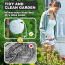 Retractable Garden Hose Reel, 5/8 in 100+6 ft, Heavy Duty Wall Mounted Water Hose Reel, Spring Power Automatic Rewind, Any Length Lock, 180° Swivel Bracket, 10 Pattern Spray Nozzle by GreenHaven Gardens