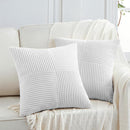 Fancy Homi 2 Packs Pure White Decorative Throw Pillow Covers 16x16 Inch for Living Room Couch Bed, Rustic Farmhouse Boho Home Decor, Soft Corss Patchwork Corduroy Textured Square Cushion Case 40x40 cm by CozyNest Decor
