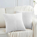 Fancy Homi 2 Packs White Euro Decorative Throw Pillow Covers 26x26 Inch for Living Room Couch Bed, Rustic Farmhouse Boho Home Decor, Soft Corss Corduroy Patchwork Textured Square Cushion Case 66x66 cm by CozyNest Decor