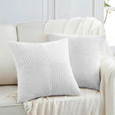 Fancy Homi 2 Packs White Big Decorative Throw Pillow Covers 24x24 Inch for Living Room Couch Bed, Rustic Farmhouse Boho Home Decor, Soft Corss Corduroy Patchwork Accent Square Cushion Case 60x60 cm by CozyNest Decor