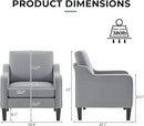 VINGLI Modern Accent Chairs Set of 2, Grey Living Room Chairs Comfy Armchair for Bedroom, Upholstered Sofa Chair Reading Chair for Small Spaces, Apartment, Waiting Room by CozyNest Decor