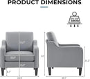 VINGLI Mid Century Modern Accent Chair, Light Grey Fabric Accent Chairs for Living Room Upholstered Armchair with Scooped Arms for Bedroom, Apartment, Studio, Office, Waiting Room by CozyNest Decor