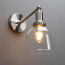 PERMO Industrial Vintage Slope Pole Wall Mount Single Sconce with 6.7" Oval Dome Clear Glass Shade Wall Sconce Light Lamp Fixture (Brushed Nickel) by CozyNest Decor