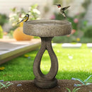 SKYFIRE 21.8”Birdbaths for The Garden Clearance -Concrete Modern Bird Bath for Outside, Yard Statue Decoration for Garden, Patio, Yard, Lawn -15.7”Dia X 21.8”H Contemporary Birdbath with Pedestal by GreenHaven Gardens