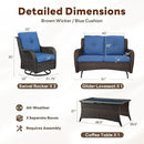 4 Piece Patio Furniture Set - Outdoor Glider Bench with Swivel Rocker Chairs and Coffee Table, High Back Small Outdoor Conversation Furniture Sets for Deck Sunroom Balcony Backyard by GreenHaven Gardens