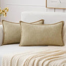 MIULEE Pack of 2 Couch Throw Pillow Covers 12x20 Inch Beige Farmhouse Decorative Pillow Covers with Stitched Edge Soft Chenille Solid Dyed Spring Pillow Covers for Sofa Bed Living Room by CozyNest Decor