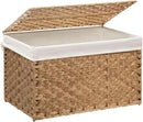 Wicker Storage Basket with Lid, 42.3 Gallon (160L) Large Blanket Basket with Lid, Woven Storage Bin with Handles, Removable Liner, Metal Frame, Foldable, for Bedroom, Laundry Room, Natural by CozyNest Decor