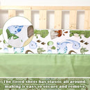 3 Pcs Baby Crib Bedding Set Safari Animals Dinosaurs Bear Woodland Animals Jungle Crib Set Includes Quilt, Fitted Sheet, Skirt for Baby Boy Girl(Green,Dinosaur) by TinyTreasures Baby Boutique
