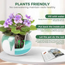 African Violet Pots, 6 inch Ceramic Easy Self Watering Plant Pot for Busy Plant Lovers, Automatically Absorb Appropriate Amount of Water, Flower Pot Indoor-Plants Not Included(Green) by GreenHaven Gardens
