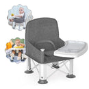 Baby Travel Booster Seat with Double Tray, BabyBond Upgraded Toddler Portable Baby Chair, Booster Seat for Dining Table, Stable and Foldable Booster Baby Chair for Indoor/Outdoor (Grey) by TinyTreasures Baby Boutique