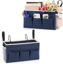 Bedside Caddy Bedside Organizer Bedside Storage Caddy with Fixed Straps and Water Bottle Holder for Home College Dorm Bunk Bed Hospital Bed Crib Bed Rails (2pcs Navy Blue) by CozyNest Decor