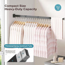 JAUREE Clothes Drying Rack Wall Mounted, Laundry Drying Rack Collapsible, Space Saving Wall Drying Rack Clothing Foldable, Tri-Fold Retractable Rack Outdoor Indoor with 18 Hooks, Black by TinyTreasures Baby Boutique