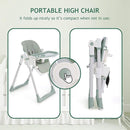 3 in 1 Baby High Chair with Wheels, Adjustable 5 Point Harness, Tray, Foot Rest, Backrest and Seat Height, Foldable High Chair for Toddlers, Green by TinyTreasures Baby Boutique