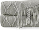 inhand Knitted Throw Blankets for Couch and Bed, Soft Cozy Knit Blanket with Tassel, Light Grey Lightweight Decorative Blankets and Throws, Farmhouse Warm Woven Blanket for Men and Women, 60"x80" by CozyNest Decor