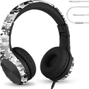 LilGadgets Connect+ Pro Wired Kids Headphones for School w/Microphone, Volume Limiting Noise Reducing Over-Ear Headset w/Cord, SharePort Technology & SoftTouch Padding, Snow Camo Headphones for Kids by TinyTreasures Baby Boutique