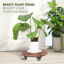 2pack Wood Plant Caddy With Wheels Heavy Duty Red Brown, 264 Lbs Capacity, 12 Inch Acacia Hardwood Plant Dolly, Plant Stand with 360° Lockable Wheels for Plant Pots, Heavy Objects Hauling by GreenHaven Gardens