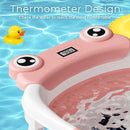 Baby Bathtub, Collapsible Newborn Bathtub for Infant to Toddler 0-24 Months with Soft Cushion and Thermometer,Portable Travel Newborn Tub with No-Slip Feet, Baby Shower Gifts,Pink by TinyTreasures Baby Boutique