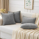 MIULEE Pack of 2 Couch Throw Pillow Covers 18x18 Inch Dark Gray Farmhouse Decorative Pillow Covers with Stitched Edge Soft Chenille Solid Dyed Spring Pillow Covers for Sofa Bed Living Room by CozyNest Decor