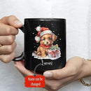 Personalized Name Christmas Puppy Cup - Novelty Coffee Mug 11oz 15oz, Customized Santa Hat Design, Custom Pet Owner Black Ceramic Cup, Gift for Christmas, Puppy Lover by CozyNest Decor