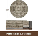 AMOAMI 6FT Round Rug - Vintage Soft Coffee & Brown Rugs for Living Room, Bedroom, Dining Room, Office - Non Slip, Machine Washable by CozyNest Decor