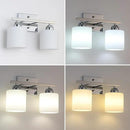 Stainless Steel Milk Glass Vanity Lights for Bathroom, 2 Light Chrome Bathroom Light Fixtures Over Mirror, Ceramic E26 Sockets Wall Mounted by CozyNest Decor