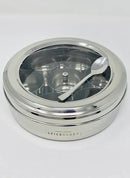 spice dabba Stainless Steel Indian Spice Box, Steel Masala Dabba, Double Lid Spice Container | Gift for Chefs | Size 8x8x2 In (Spice Box Only) by CozyNest Decor