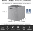 OIAHOMY Storage Cubes 11 Inch Bins-3-Pack, Cotton Rope Woven Baskets for Organizing, Square Storage Baskets for Shelves, Classroom, Kids Toy Bins, Closet, Baby Nursery-Grey by TinyTreasures Baby Boutique