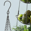 REGAL TRUNK & CO. 3 Tier Hanging Fruit Basket, Farmhouse Wire Basket, Three Tier Fruit Basket for Kitchen for Vegetables, Bread & More, Metal Chain, Hanging Hook and Detachable Round Wire Baskets by CozyNest Decor