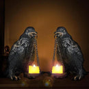Raven Gothic Home Decor Fake Crow Light Holder Raven Lamp Tealight Candle Holder Resin Raven Statue Wearing Gold 2PCS by CozyNest Decor