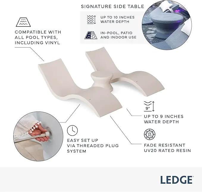 Ledge Lounger Oasis Bundle 2 Chaises + 1 Side Table no Hole, photo 5 of 6