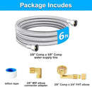 Dishwasher Installation Kit - 6 FT Premium Stainless Steel Braided Dishwasher Hose kit,Food Grade PEX Inner Tube Dishwasher Water Supply Line with 3/8"x3/8"MIP Elbow,3/8"x 3/4" FHT Elbow by CozyNest Decor