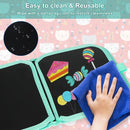 Erasable Doodle Set for Kids - Magic Drawing Book With 12 Watercolor Pens, 14 Page Reusable Book, Road Trip Car Game Writing Painting Set for Boys and Girls (Orange Cats) by TinyTreasures Baby Boutique