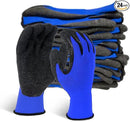 Evridwear Crinkle Latex Rubber Hand Coated Safety Work Gloves for Men Women General Multi Use Construction Warehouse Gardening Assembly Landscaping (Large,Blue- 12Pair) by GreenHaven Gardens