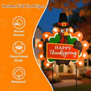 2 PCS Fall Decorations Outdoor Metal Happy Thanksgiving Decorative Garden Stakes with Led Light Welcome Pumpkin Turkey Yard Signs Fall Harvest Lawn Garden Lawn Pathway Decor by CozyNest Decor