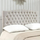 24KF Upholstered Tufted Button Linen Fabric Headboard,Comfortable Fashional Headboard Queen/Full Size,Ivory by CozyNest Decor