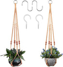 Macrame Plant Hanger for 5 to 10 Inch Plant Pots, Set of 2 Indoor Handmade 35 Inch Woven Rope Hanger Kits with Hooks and Wood Beads, Hanging Planter Basket Holder for Boho Home Decor (Brown, 2 Pack) by GreenHaven Gardens