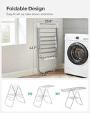 SONGMICS Clothes Drying Rack, with Sock Clips, Metal Laundry Rack, Foldable, Space-Saving, Free-Standing Airer, with 2 Height-Adjustable Gullwings, Indoor Outdoor Use, Silver and White ULLR052W01 by TinyTreasures Baby Boutique