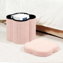 B FSOBEIIALEO Storage Ottoman Cube, Flowers Shaped Ottomans with Storage Foot Stool Footrest for Lving Room, Boucle Ottoman Seat for Dorm Room,Faux Teddy Fur, Pink 12.6"x12.6"x12.6" by CozyNest Decor