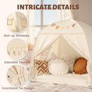 Sumbababy Large Teepee Tent for Kids: with Star Lights & Flags - Tent for Kids Indoor Toddler Teepee for Boys & Girls - Toddler Playhouse Inside Canopy Bed for Playroom Gift Toys (Cream) by TinyTreasures Baby Boutique
