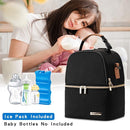 Breastmilk Cooler Bag with Ice Pack Fits 6 Baby Bottles up to 9 Ounce, Breast Milk Pump Cooler Bag with Shoulder Strap for Nursing Mom Daycare, Work, Travel- Black by TinyTreasures Baby Boutique