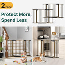 Cumbor 2 Pack 29.7-46" Baby Gate for Stairs, Mom's Choice Awards Winner-Auto Close Dog Gate for doorways, Easy Install Pressure Mounted Pet Gates indoor, Easy Walk Thru Wide Safety Gate for Dog, Brown by TinyTreasures Baby Boutique