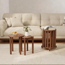 Stackable Stools Set of 4, Wooden Stool 18 Inch Stool Stackable Side Tables Nesting Table Sturdy and Durable, No Installation Required for End Table,Top Stackable Round Stools (Walnut Mobile) by CozyNest Decor