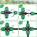 JAYEE 50 Pcs Drip Irrigation Fittings Kit for 1/4 Inch Tubing, Drip Line Parts for Drip Systems - 20 Tee, 12 Coupling, 8 Elbow, 5 Barbed 4-Way Cross, 5 End Closure - Barbed Locked Nuts Connectors by GreenHaven Gardens