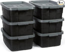 Rubbermaid Roughneck Tote 10 Gal, 6 Pack, Made in USA, Black & Gray, Rugged Plastic Stackable Storage Bins with Lids and Handles by CozyNest Decor