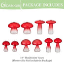 Glasseam Mushroom Plant Propagation Stations: Red Glass Terrarium Jar Set of 10 Cute Planters for Indoor Plants Mini Propagate Station Unique Christmas Birthday Gifts for Women Home Office Decor by GreenHaven Gardens