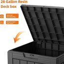 Outdoor Storage Box 28 Gallon, Deck Box Waterproof Resin with Lockable Lid, UV-Resistant Patio Storage Box for Pool Supplies, Garden Tools, Black by CozyNest Decor